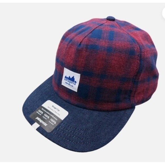 Patagonia Other - PATAGONIA RANGE FLANNEL HAT DENIM BLUE BURGUNDY RED SOFT CAP UNISEX ADJUSTABLE